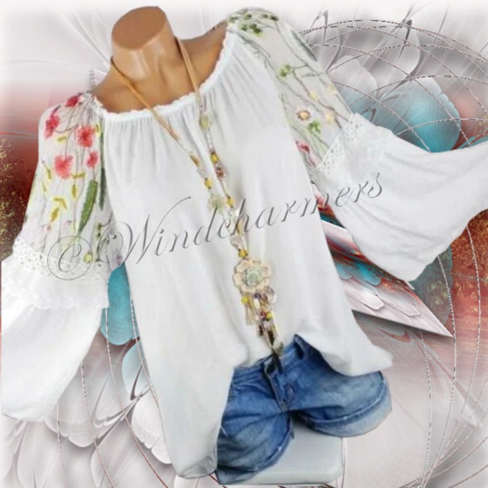 Boho Bell Sleeve Floral Blouse